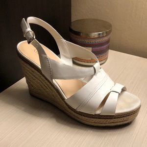 Anne Klein white leather espadrilles gently used